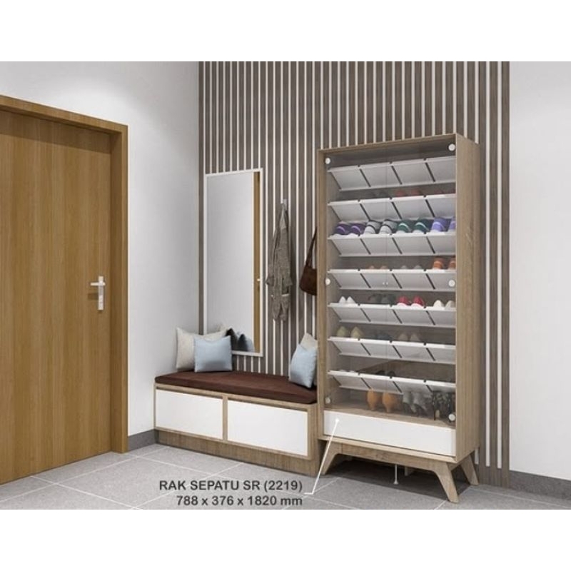 Lemari sepatu kaca rak sepatu minimalis