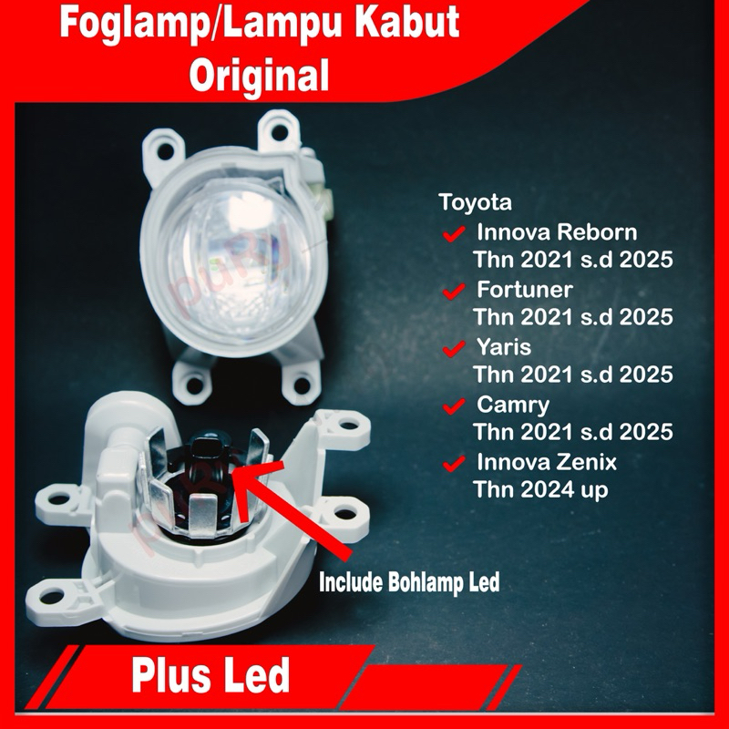 FOGLAMP LED INNOVA REBORN FACELIFT FORTUNER VRZ YARIS CAMRY ZENIX 2021 UP FOG LAMP LAMPU KABUT
