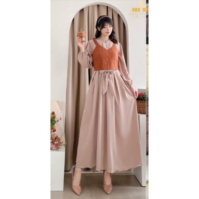vivie dress gamis korean style gamis korea gamis vest viral kekinian