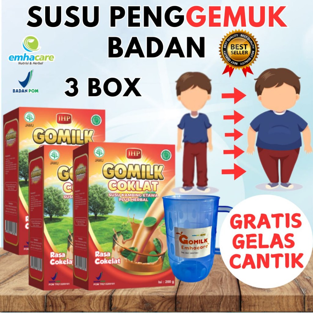 

[GRATIS GELAS CANTIK] [FREE PILIH RASA] GOMILK Susu Kambing Etawa Bubuk Penggemuk Badan ANAK Herbal