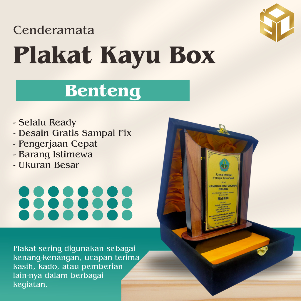 Plakat Kayu Box Ukuran Besar Murah Untuk Cenderamata Wisuda, KKN, Magang, dan Kunjungan Kerja