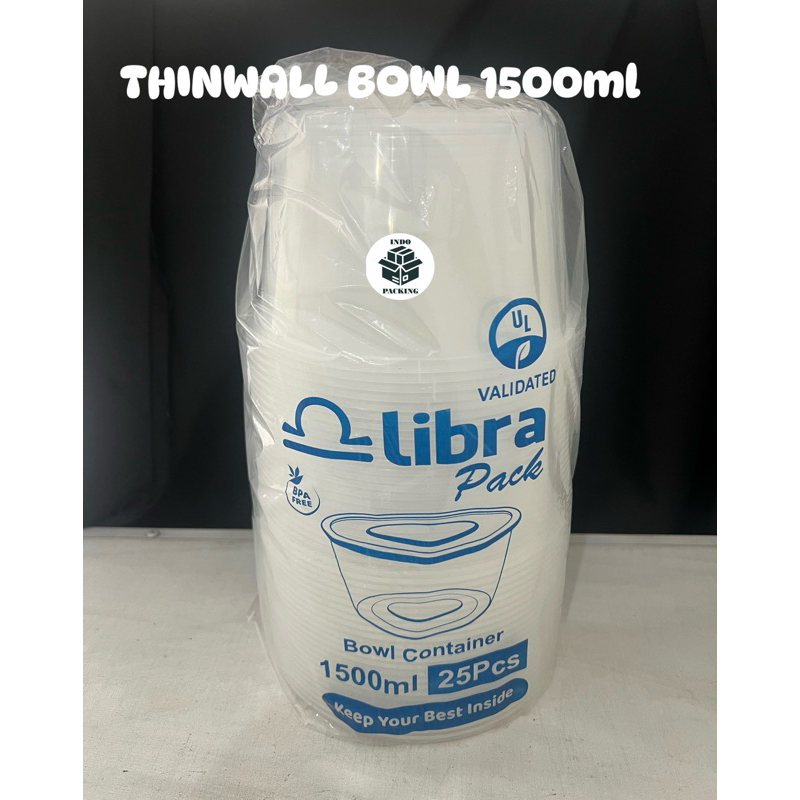 (isi 25) Thinwall Bowl Libra 1500ml / Bowl Container  / Tempat Salad / Mangkuk Dawet / Bowl Plastik 