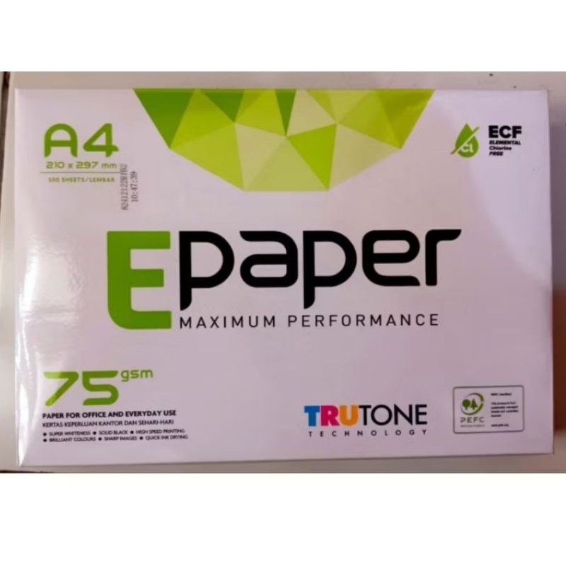 

Kertas HVS A4 75gsm EPAPER 210 X 297 mm