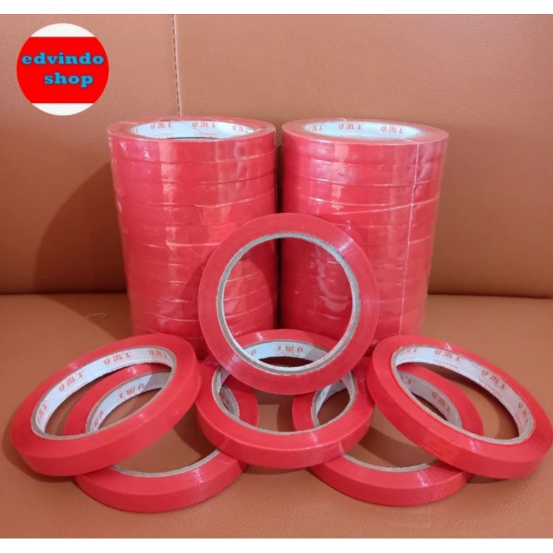 

Isolasi Warna Merah 12mm x 65m JMT, Lakban Warna Merah 1/2 Inch