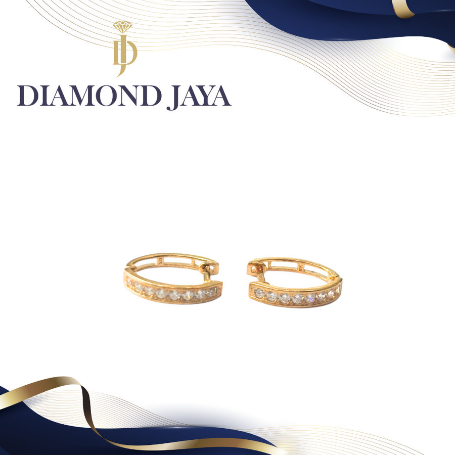TOKO MAS DIAMOND JAYA - Anting Jepit Mata Sebaris Kuning / Rosegold