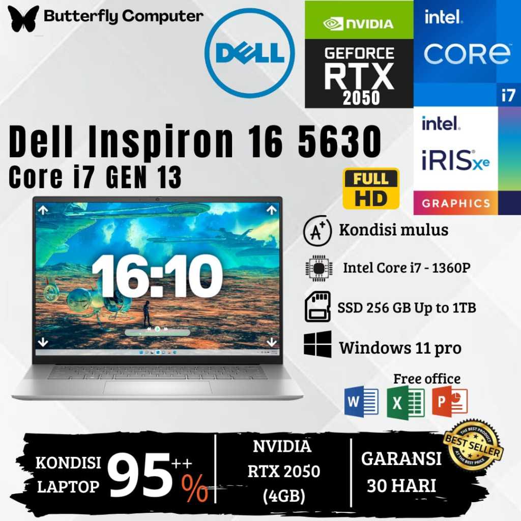 Laptop Dell Inspiron 16 5630 Core i7 Gen 13Th - RAM 16GB SSD 1TB - Nvidia RTX 2050 4GB - Win 11 Pro 