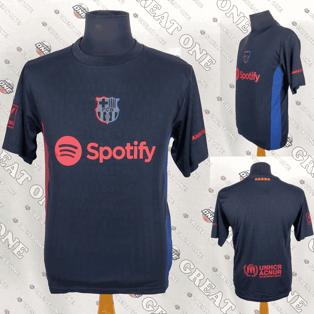 Baju Kaos Jersey Sepak Bola Barcelona FCB Barca Away Hitam 2024/2025