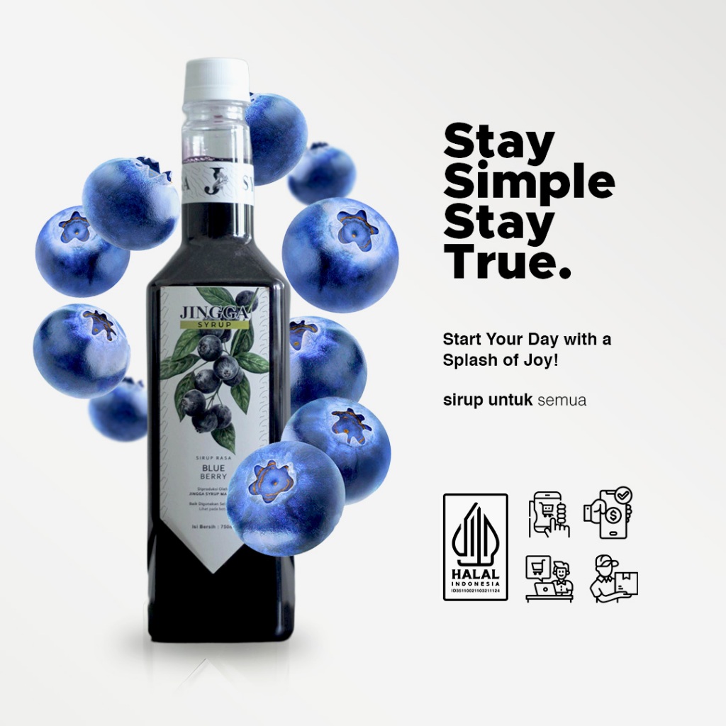 

JINGGA Blueberry Syrup 750ml - Sirup Rasa Buah Bluberi untuk Coffee, Mocktail dan Cocktail.