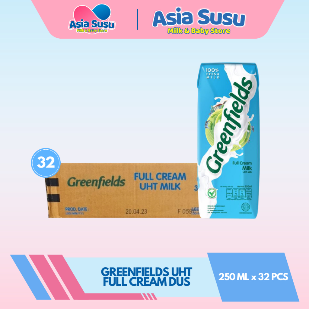 

[KARTONAN] Greenfields Susu UHT 250 ml - 100% Fresh Milk dari Greenfields Farm