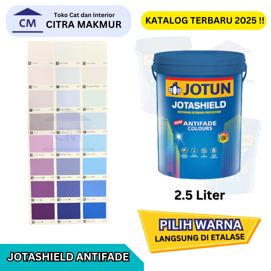 Jotun Jotashield ANTIFADE COLOURS (Katalog Warna UNGU dan BIRU) KEMASAN 2.5 Ltr | LANGSUNG PILIH WAR