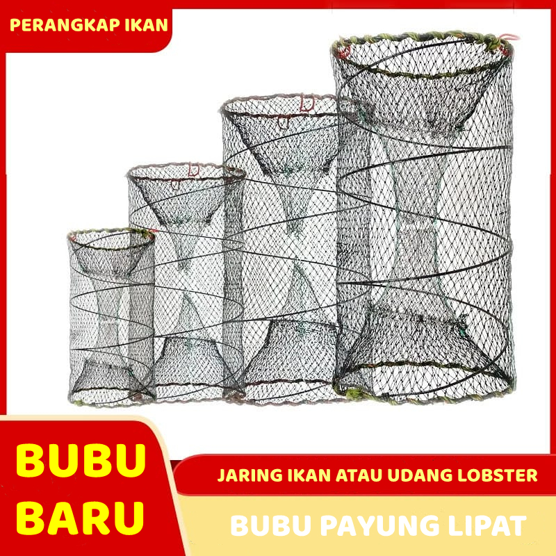 Bubu Jaring Perangkap Ikan Udang Kepiting Lobster / Bubu Ikan Lipat Bulat / Jaring Ikan Udang lobste
