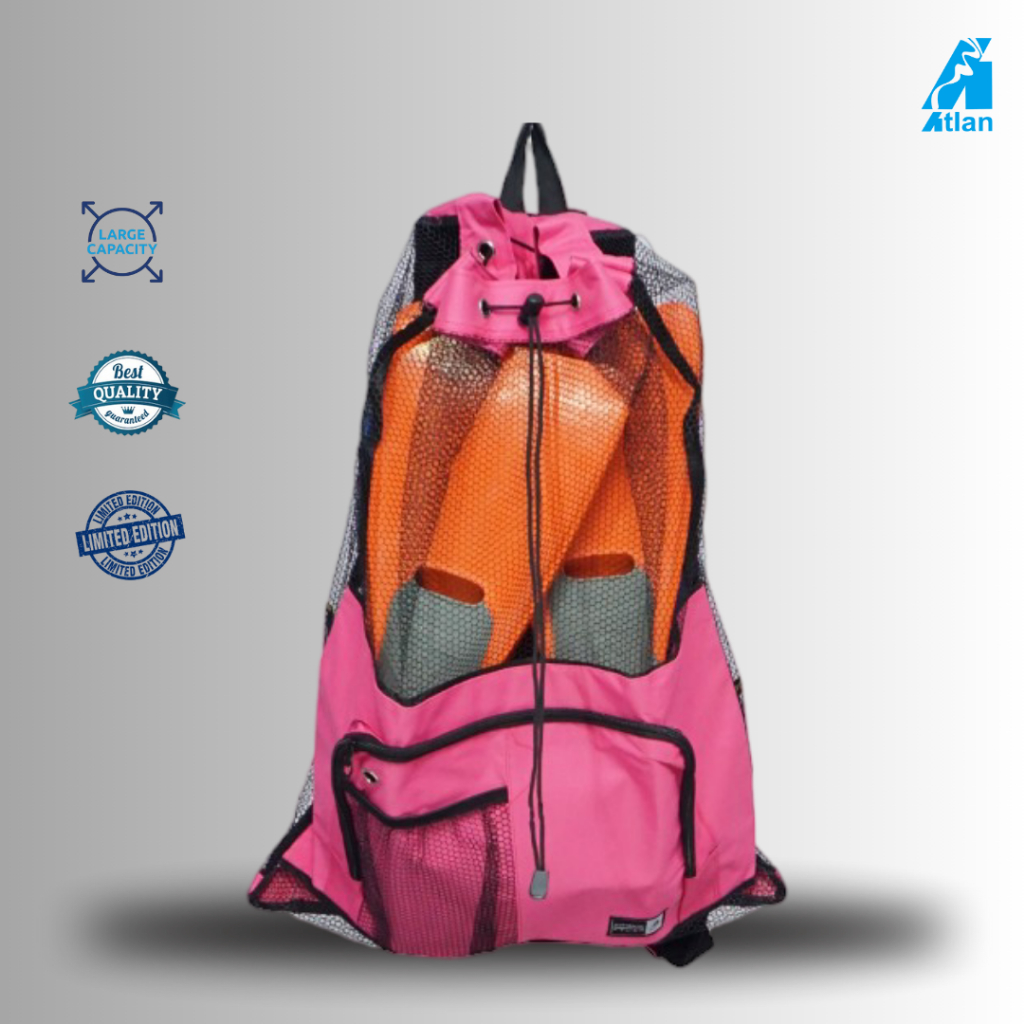 ATLAN Tas Renang Sport Jaring Motif Monothone Pink
