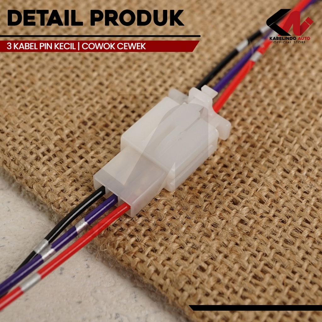 Soket Sambung 3 Pin Kecil / Mini Socket Kabel Konektor Mobil Motor (1Set)