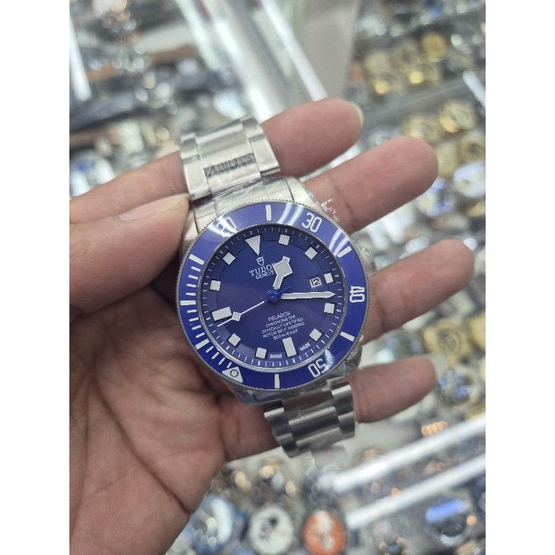 KERATON JAM TANGAN PRIA TUDOR PELAGOS SILVER BIRU AUTOMATIC JAPAN MOVEMENT DIAMETER 42MM