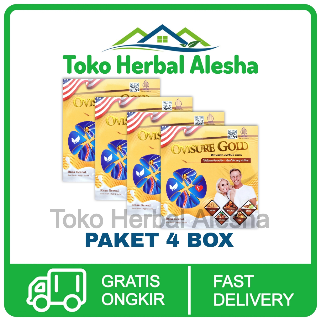 

4 Box Ovisure Gold Milk Original USA Sachet Susu Kesehatan Tulang Sendi Mencegah Osteoporosis