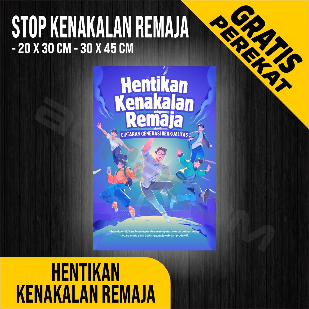 

PAPAN AKRILIK dan STIKER, POSTER HENTIKAN KENAKALAN REMAJA, CUSTOM, FREE DESAIN ( A 397 )