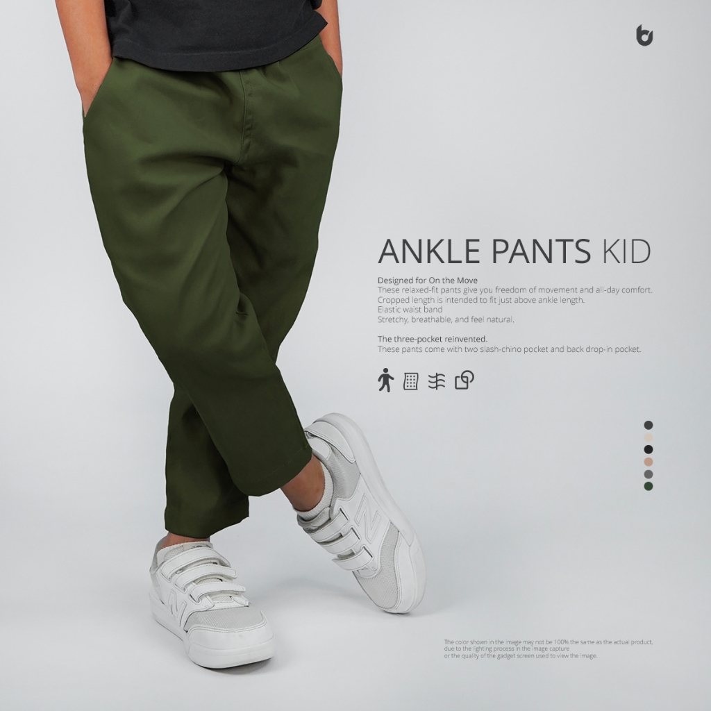 (M-L) Sirwal Ankle Pants Kids Bunayya Sunnah Clothing Celana Anak Stretch Lentur Chino Anak Tebal