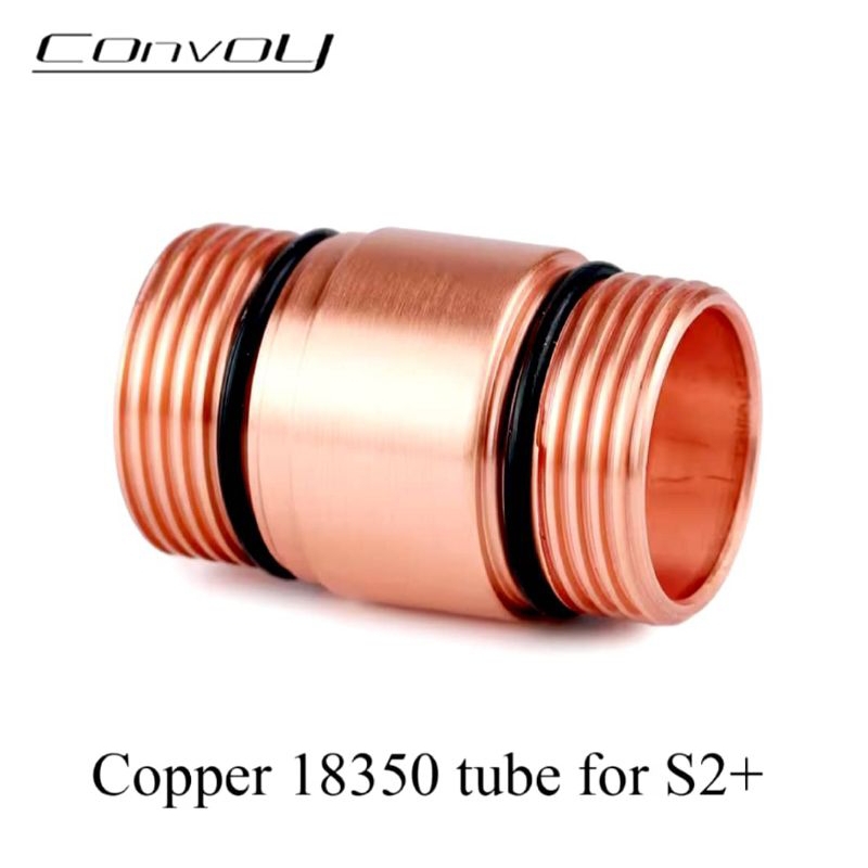Tube Pendek / Copper 18350 Short Tube for Convoy S2+ Flashlight, Rectangular Thread.