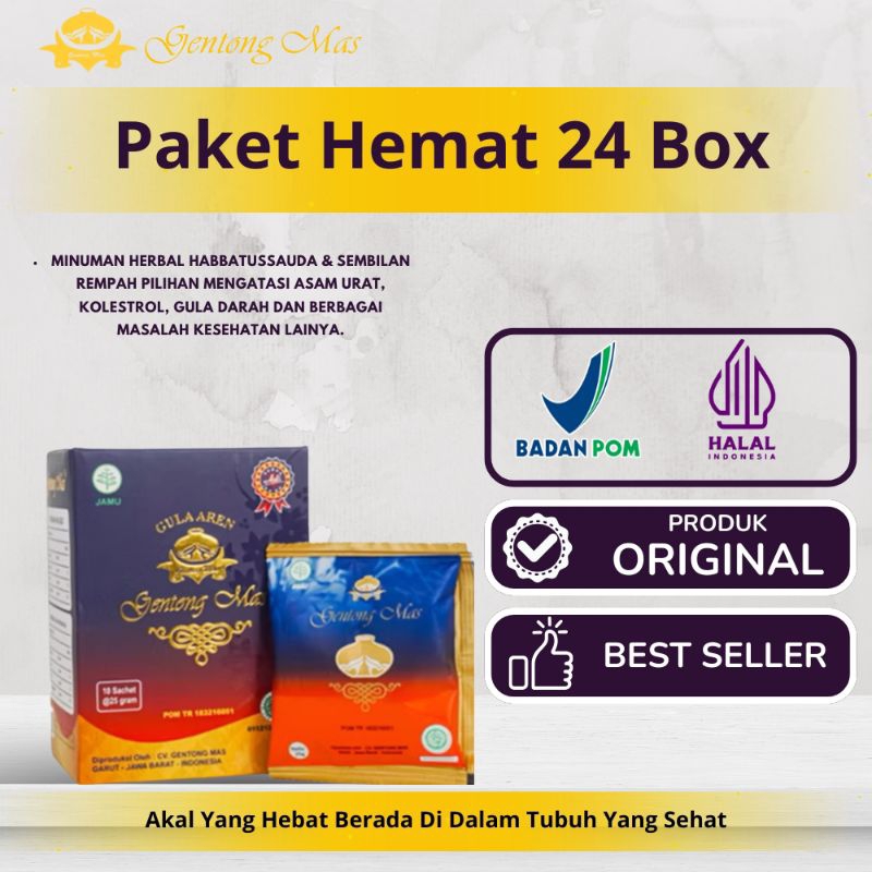 

Gentong Mas - Paket Hemat 24 Box - Minuman Herbal dengan Habbatussauda & Gula Aren