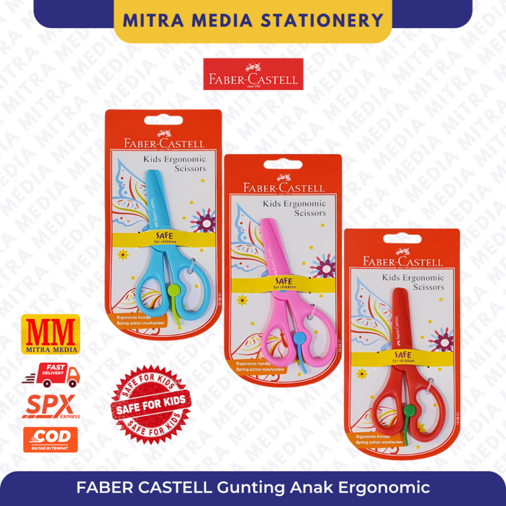 

FABER CASTELL Kids Ergonomic Scissors Gunting Anak / Safe for children