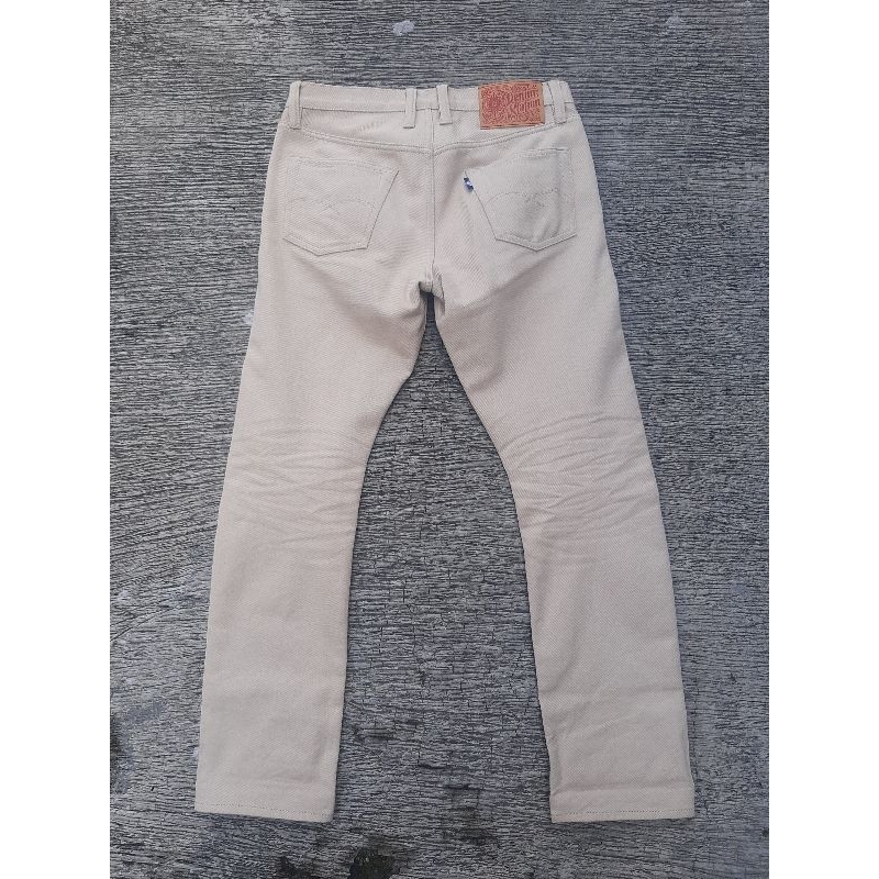 Celana The Denim Station Heavy Twill Selvedge 12oz Astara Cream Size 30 Slim Straight