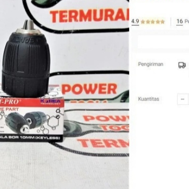 

Kepala Bor Keyless 10mm Drat Tanpa Kunci NRT Drill Chuck (3/8") 10 mm