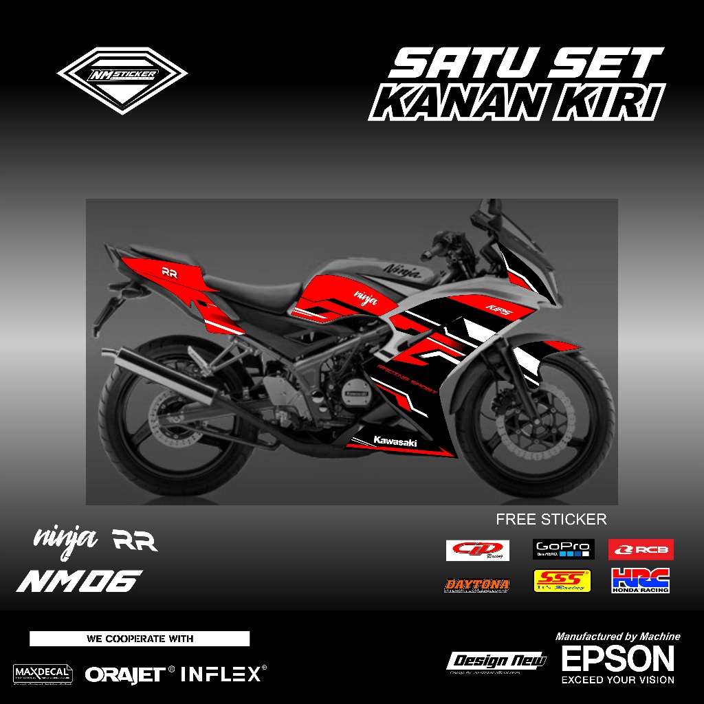 Sticker Striping Ori NINJA RR 150 SE 2015 HITAM PUTIH - NINJA RR NEW SPESIAL EDISI-NINJA RR SE 2013 