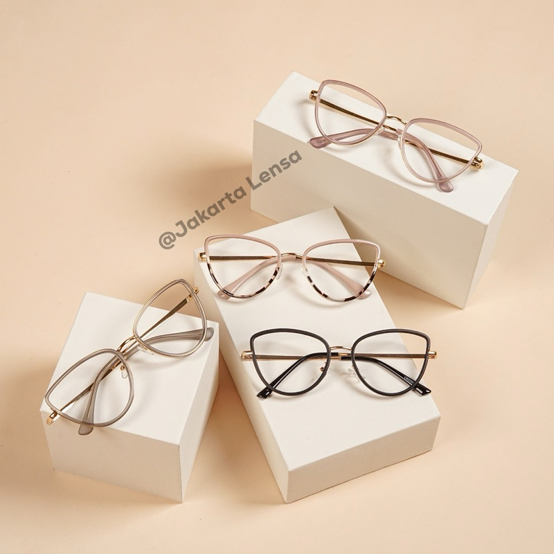 KACAMATA MINUS FRAME AMAYA LENSA ANTI RADIASI | KACAMATA PHOTOCROMIC | KACA MATA WANITA CAT EYE KODE