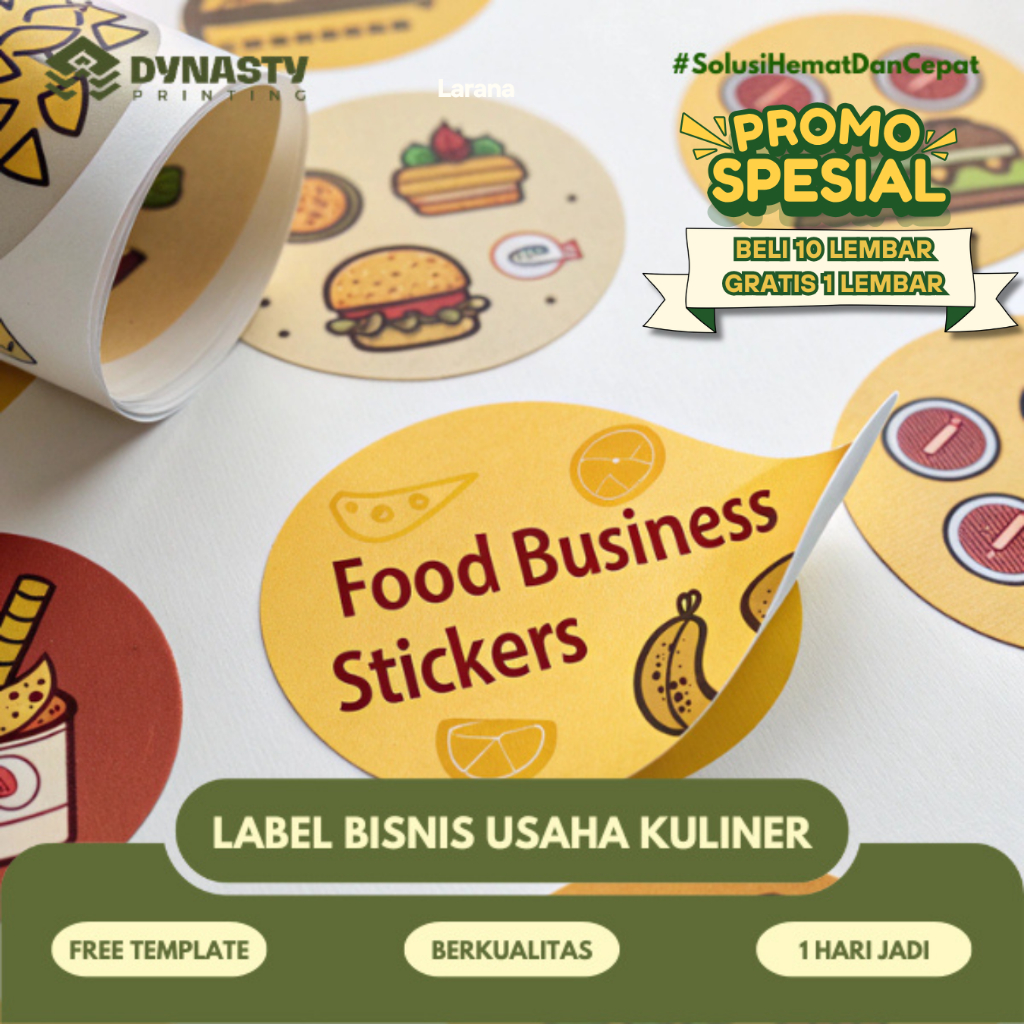 

Cetak Stiker Logo Label Usaha Kuliner Berbahan Chromo - Free Template/Desain Sendiri (Free Bonus Pembelian 10 Lembar)