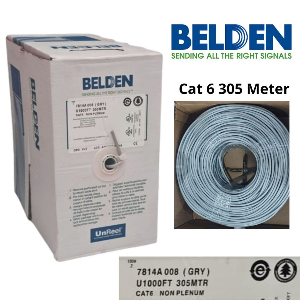 Belden Kabel LAN UTP cat6e Abu 305 meter kabel LAN jaringan ethernet cat 6e