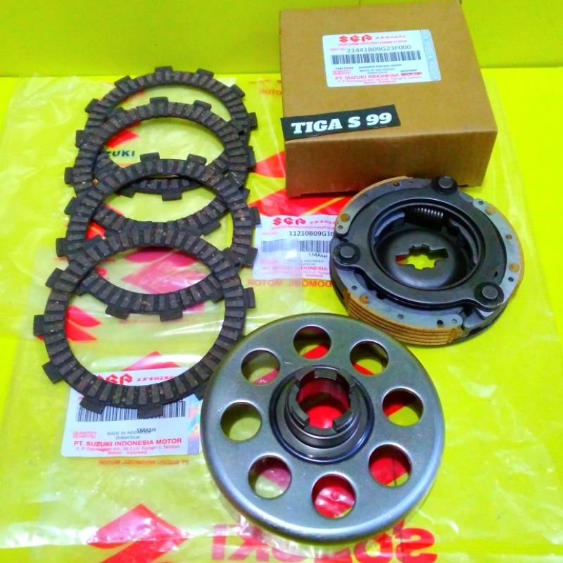 Lonceng Mangkok Ganda Kopling + Kampas Ganda Assy Suzuki Smash Old Smash 110 New Smash titan(3Barang