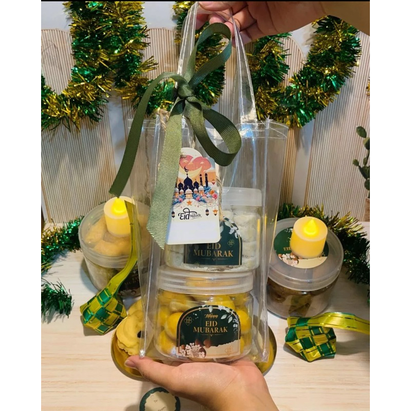 

Tas Hampers Full Mika muat 2 toples tabung 400 ml / 300 ml Tebal Tas hampers kue kering lebaran jar 300ml