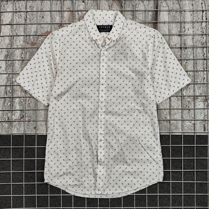 Kemeja Lengan Pendek Casual Formal Original TOPMAN Size M . SDA 03806 Second Bekas Preloved