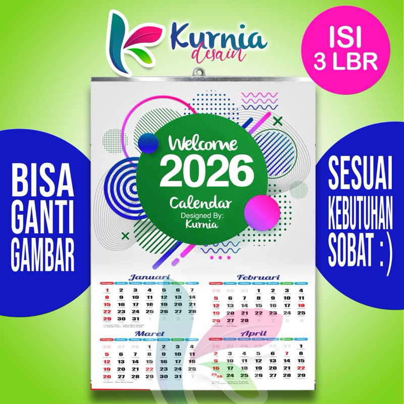 

KALENDER 2026 ISI 3 LBR/KALENDER DINDING/KALENDER CUSTOM/KALENDER MURAH