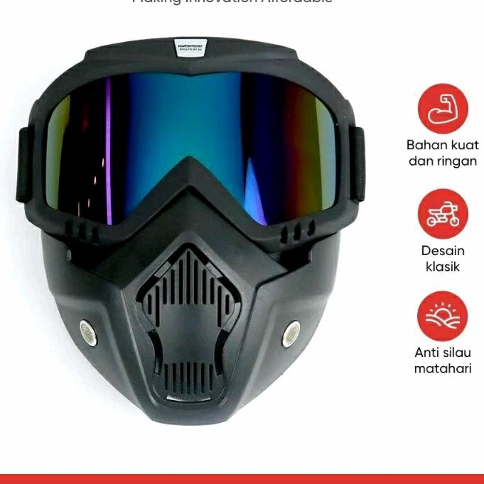 KODE I43F Original TaffSPORT BOLLFO Kacamata Motor Cross GM Retro Anti Glare Windproof