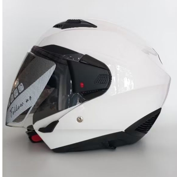 HELM ZEUS ZS611 WHITE I ZS 611 PUTIH I HALFFACE DOUBLE VISOR