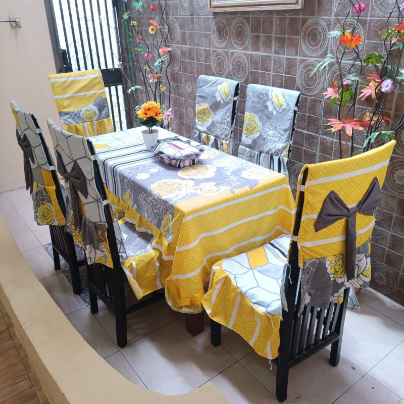 Sarung kursi Taplak Meja Makan Sarung kursi 6 set