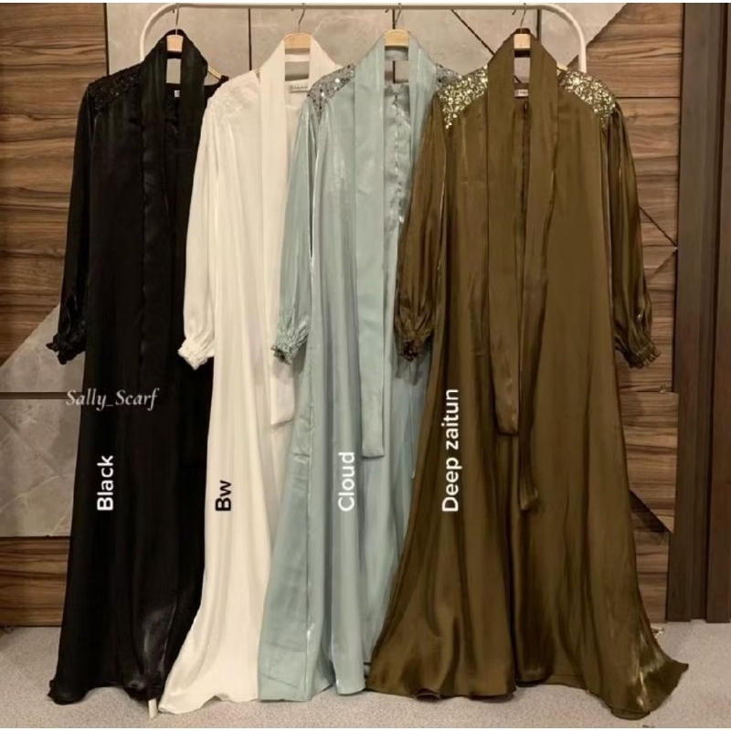 preloved sally scarf Seva dress Free Jilbab segi 4 / gamis lebaran/kondangan busui friendly/ Shimmer