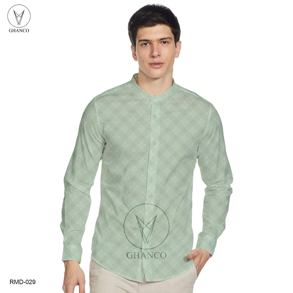 Baju Fashion muslim lebaran kemeja koko panjang green sage size jumbo