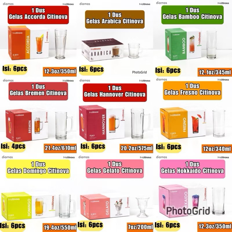 Gelas Kaca Bening SATUAN Gelas Beling Unik Citinova