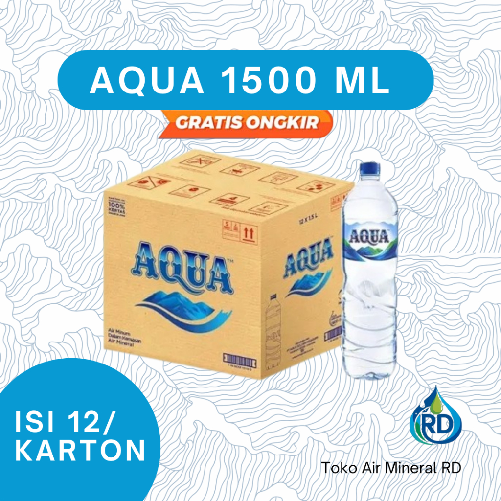 

RD - AQUA Botol 1500 ML 1 Dus - Isi 12 x 1500 ML - Air Minum Mineral Botol