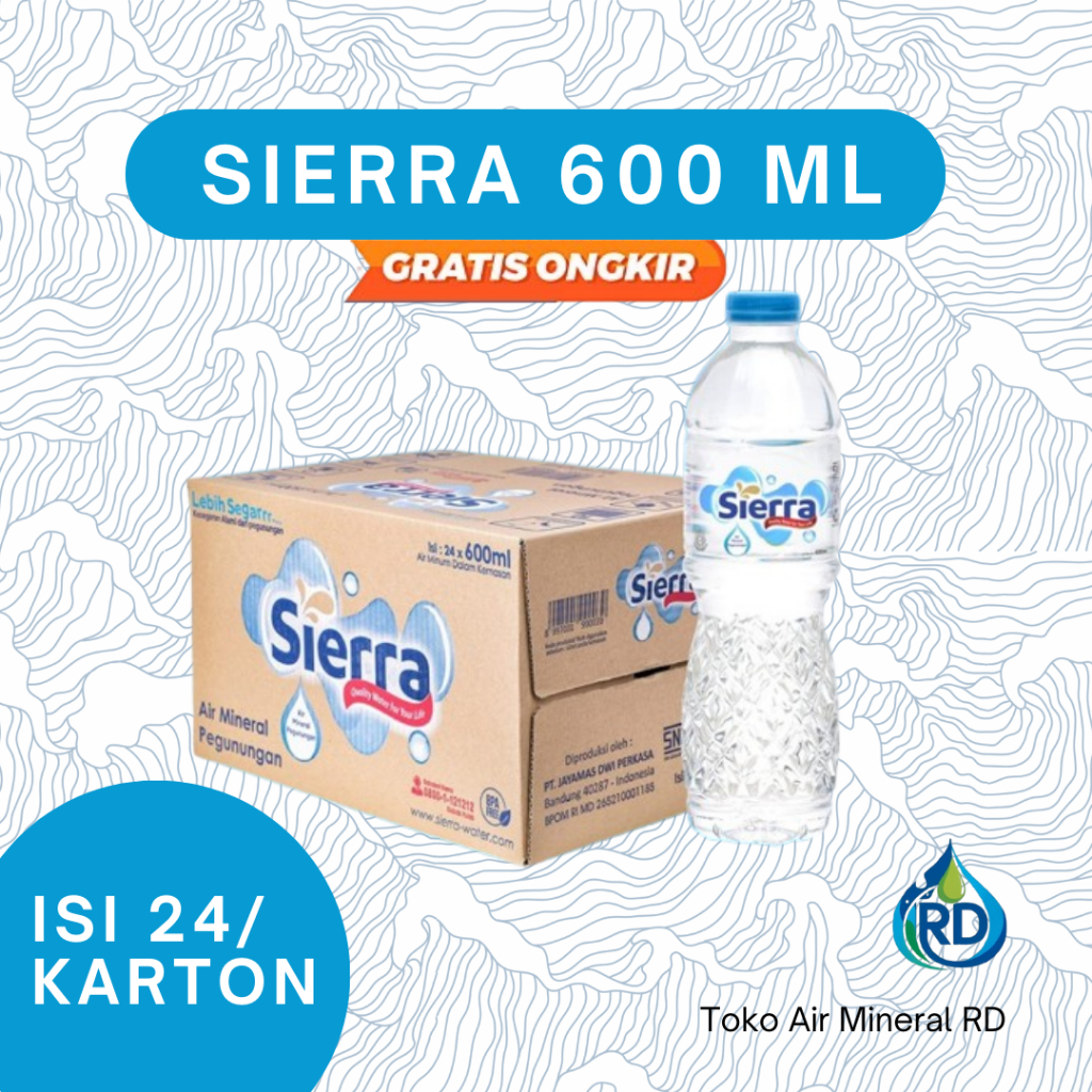 

RD - SIERRA Botol 600 ML 1 Dus - Isi 24 x 600 ML - Air Minum Mineral Botol