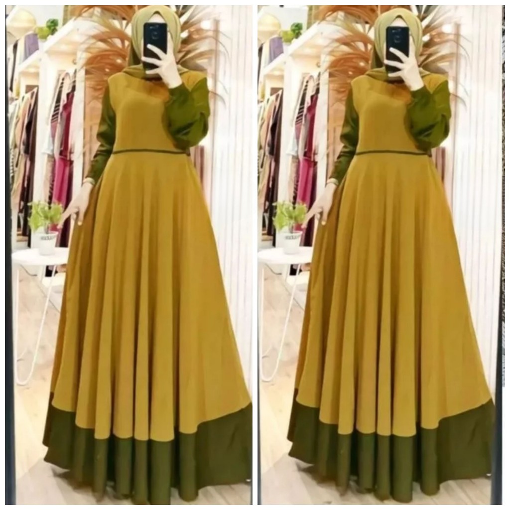 nabila maxi salur /gamis ceruty bebydoll full furing /gamis syari ceruty bebydoll terbaru