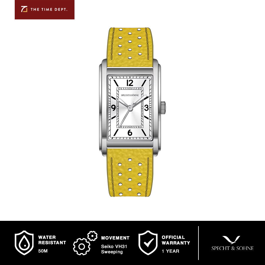 Specht & Söhne SP0023 White Rectangle Watch Homage 28MM Jam Tangan Ultrathin Seiko VH31 Sweeping Mov