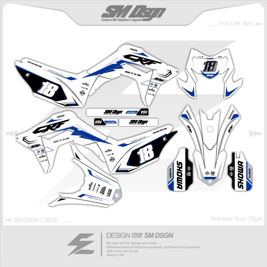 Decal Stiker crf 150 l full body warna putih terbaru