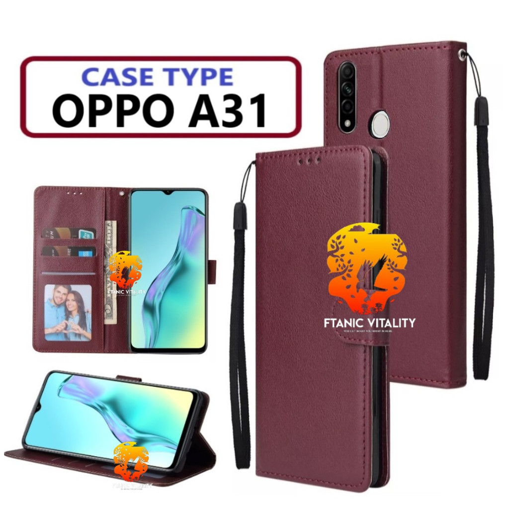 FLIP LEATHER CASING OPPO A31 CASE KULIT FLIP WALLET LEATHER DOMPET KULIT PREMIUM SARUNG BUKA TUTUP K