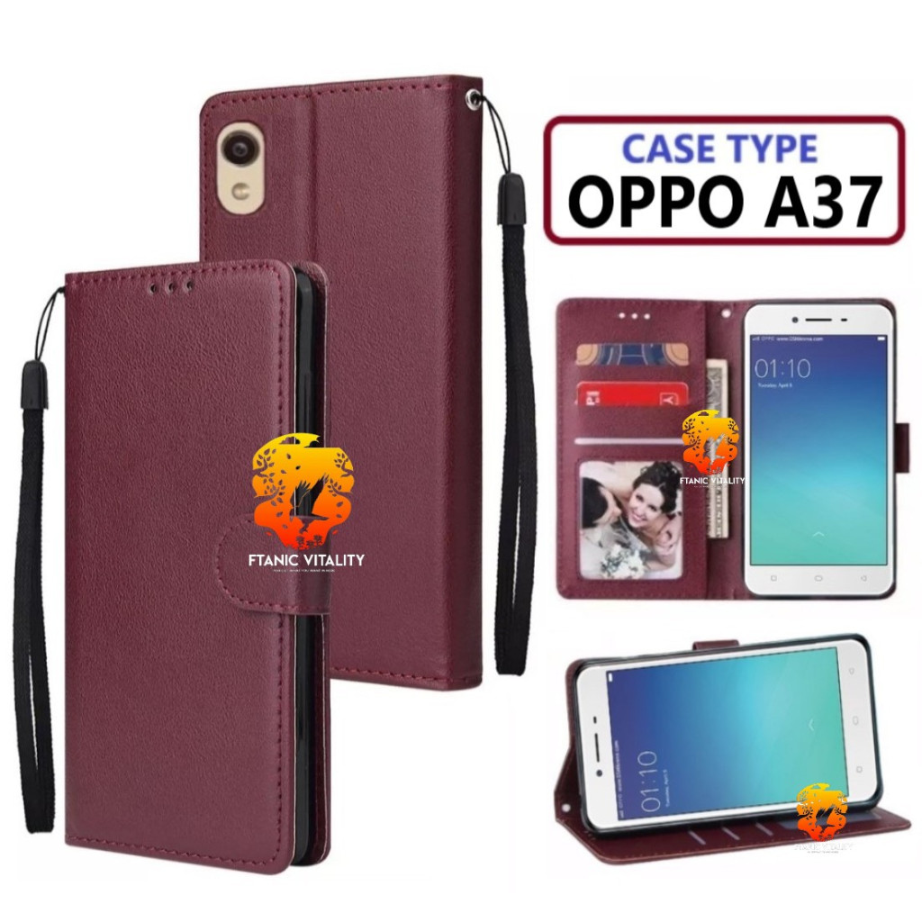 FLIP LEATHER CASING OPPO A37 CASE KULIT FLIP WALLET LEATHER DOMPET KULIT PREMIUM SARUNG BUKA TUTUP K