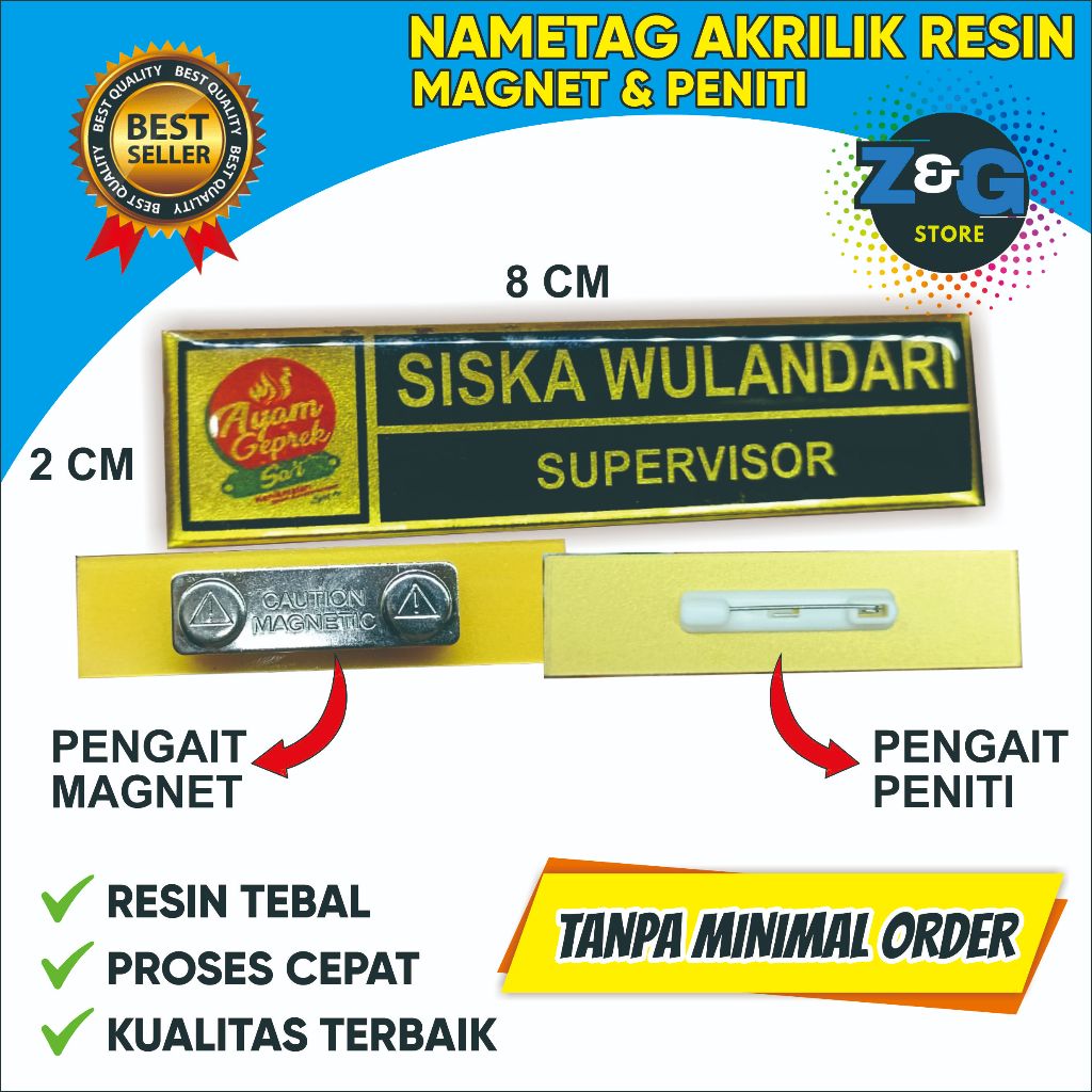 

NAME TAG / NAMA DADA AKRILIK (MAGNET & PENITI) - nametag - papan nama - papan dada