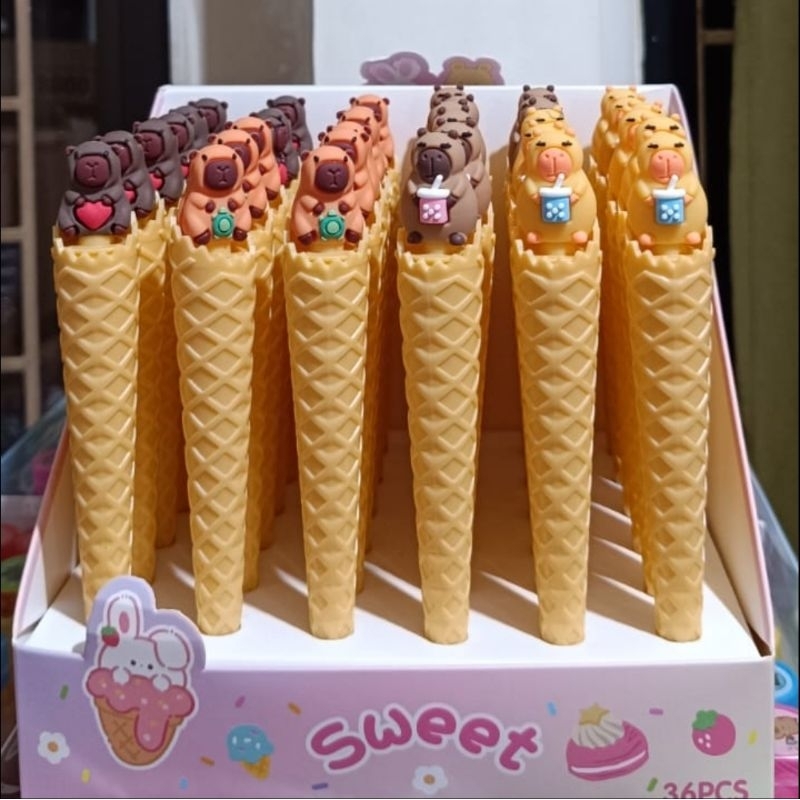 

Pulpen Cone Ice Cream Panjang Capybara 1Box 36pcs || Pulpen Ice Cream