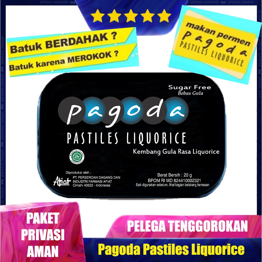 

Permen Pagoda Pastiles Liquorice 20gram - Permen Hisap Pelega Tenggorokan Gatal Batuk-Batuk